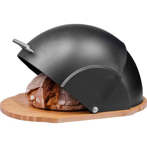 Brotkasten ZELLER PRESENT, schwarz, B:26cm H:20,5cm L:37cm, Bambus, Kunststoff, Lebensmittelaufbewahrungsbehälter, Design ist sehr stilvoll und modern