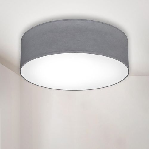 B.K.LICHT LED Deckenleuchte, grau (weiß, grau), H:11cm Ø:30cm, Lampen, Deckenlampe, Textil Lampenschirm, grau, E27, Schlafzimmer, Wohnzimmer