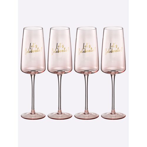 Gläser-Set, rosa (rosé), B:7cm H:24,5cm, Glas, Trinkgefäße