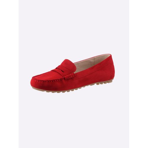 Slipper CAPRICE, Damen, Gr. 42, rot, Veloursleder, sportlich, Schuhe