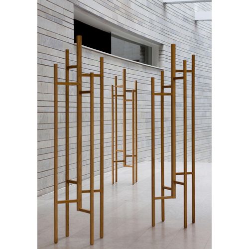 Garderobe WOODMAN, braun (eichefarben), Massivholz, Garderobenpaneele
