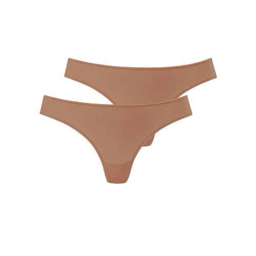 String LASCANA, Damen, Gr. 36/38, braun (caramel), Microfaser, Obermaterial: 77% Polyamid, 23% Elasthan, unifarben, körpernah, Unterhosen, aus weicher und hoch elastischer Microfaser