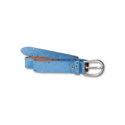 Nietengürtel SILBERGIFT, Damen, Gr. 85, blau, Rindsleder, unifarben, casual,modisch, Gürtel, mit silberfarbener Schließe