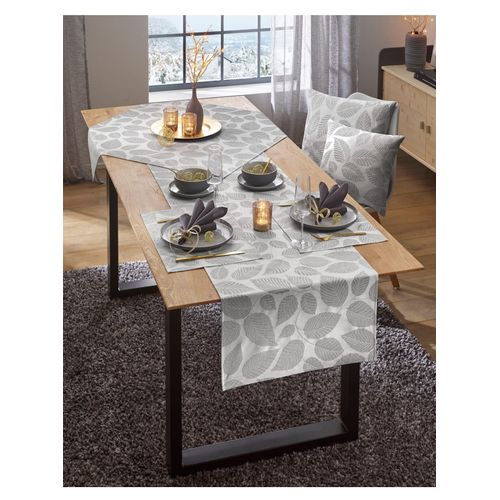 Tischdecke Gr. 1, grau (weiß, grau), B:85cm L:85cm, Tischdecken