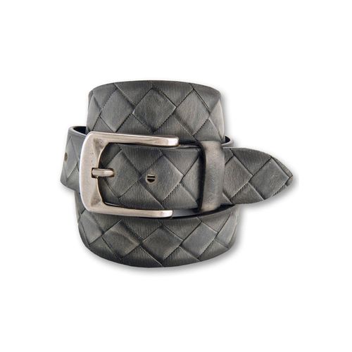 Ledergürtel BERND GÖTZ, Herren, Gr. 105, grau (taupe), Leder, unifarben, Gürtel Ledergürtel, mit Flechtoptik