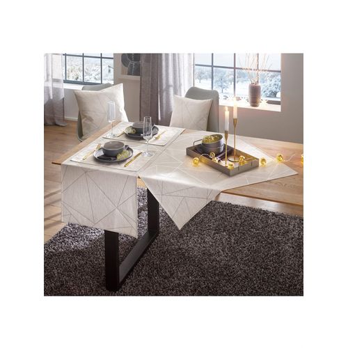 Tischdecke Gr. 1, silber (weiß, silberfarben), B:85cm L:85cm, Tischdecken
