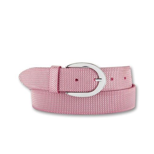 Ledergürtel BERND GÖTZ, Damen, Gr. 100, pink (pink light), Rindsleder, unifarben, glänzend, modisch, Gürtel, mit Streifenmuster