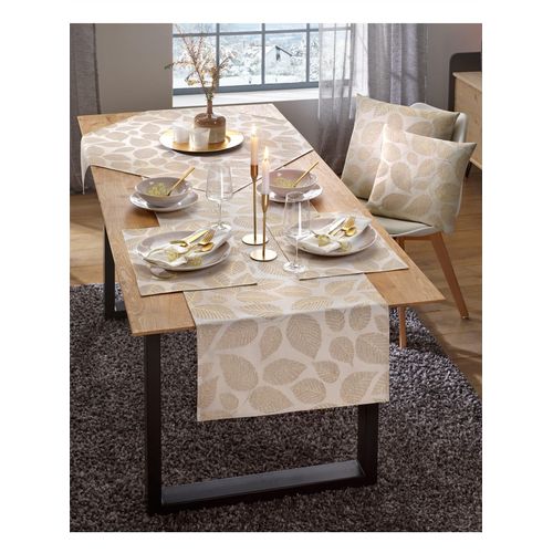 Tischdecke Gr. 1, weiß (weiß, beige), B:85cm L:85cm, Tischdecken