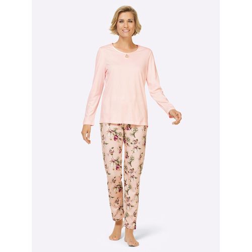 Schlafanzug WÄSCHEPUR, Damen, Gr. 44/46, rosa (hellrosé, bedruckt), 50% Baumwolle, 50% Modal, Homewear-Sets