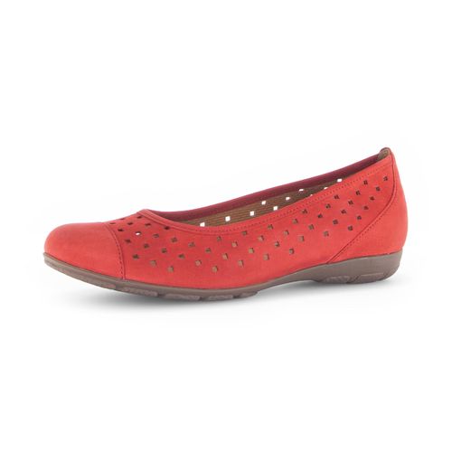 Ballerina GABOR, Damen, Gr. 40, rot, Nubukleder, sportlich, Schuhe, Slipper, Businessschuh, Halbschuh mit Hovercraft Luftkammerlaufsohle
