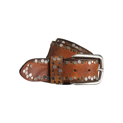 Nietengürtel SILBERGIFT, Damen, Gr. 95, braun (cognac), Rindsleder, unifarben, modisch,klassisch, Gürtel, mit Multitcolour-Nieten