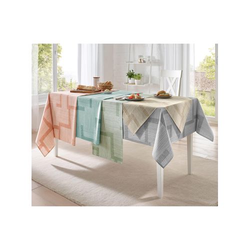 Tischdecke Gr. 2, aquamarin, weiß, bedruckt, B:40cm L:140cm, Tischdecken