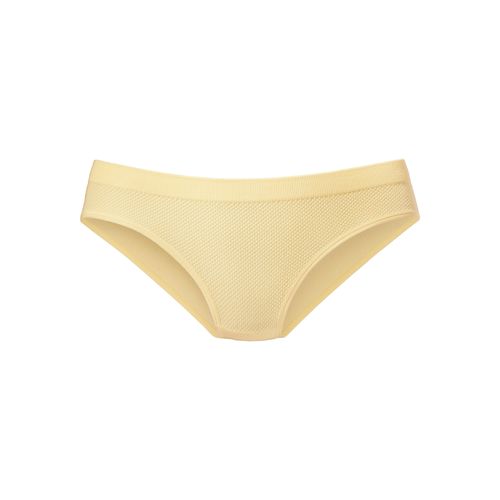 Slip LASCANA, Damen, Gr. 32/34, gelb (vanille), Jersey, Obermaterial: 58% Baumwolle, 39% Polyamid, 3% Elasthan, figurbetont, Unterhosen, aus angenehm weicher Baumwolle
