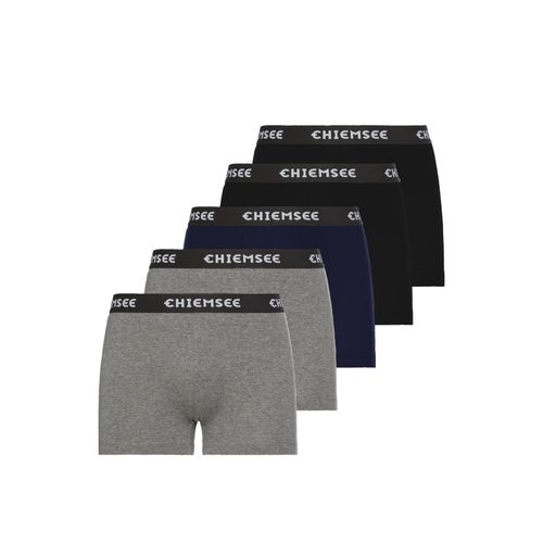 Boxershorts CHIEMSEE, Herren, Gr. L, bunt (grau, schwarz, marine), Single Jersey, Obermaterial: 95% Baumwolle, 5% Elasthan. Graumeliert (Obermaterial): 71% Baumwolle, 24% Viskose, 5% Elasthan, unifarben, Unterhosen, mit elastischen Logobund