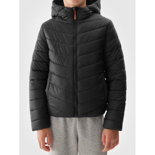 Steppjacke 4F, Kinder, Gr. 158, schwarz (deep schwarz), angeraute Sweatware, Bouclu00e9, Obermaterial: 100% Polyamid. Futter: 100% Polyester. Wattierung: 100% Polyester, unifarben, sportlich, hoch geschlossener Ausschnitt, Langarm eingesetzt eingefasste Kante, Jacken