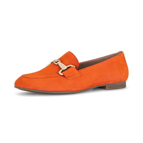 Slipper GABOR, Damen, Gr. 42, orange, Ziegenveloursleder, unifarben, elegant, Schuhe, Loafer, Halbschuh, Businessschuh mit edler Zierschnalle