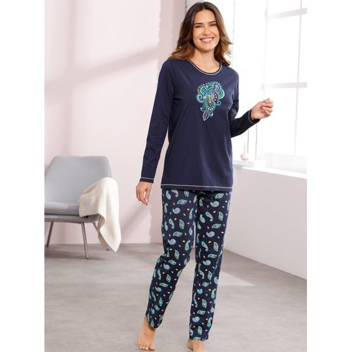 Schlafanzug, Damen, Gr. 48/50, blau (marine), 100% Baumwolle, Homewear-Sets