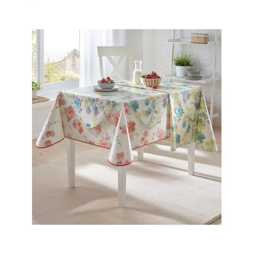 Tischdecke Gr. 3, weiß, jade, bedruckt, B:130cm L:160cm, Tischdecken