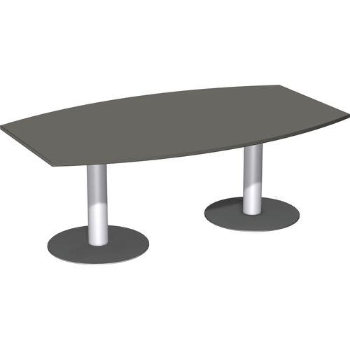 Konferenztisch, bootsform, verschiedene Größen und Farben, Farbe Nachbildung:Graphit, Größe Tischplatte:200 x 120 cm