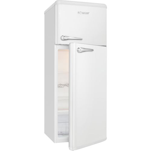 Bomann Retro Kühlschrank mit Gefrierfach, Vintage Kühlgefrierkombi Inhalt 208 L - Kühlen: 160 L, Gefrieren: 48 L, Retro-Fridge, DTR 353.1 weiß