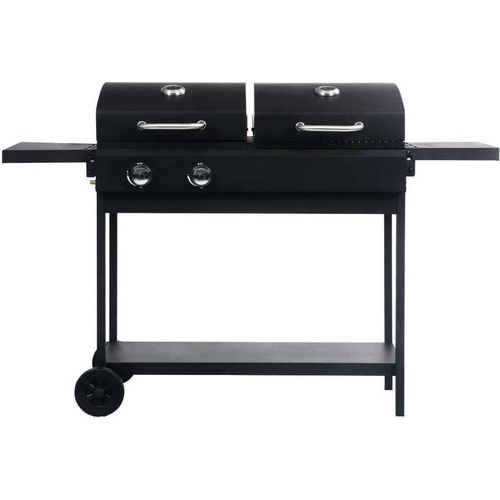 vidaXL Gas- und Holzkohle-Grill mit 2 Brennern