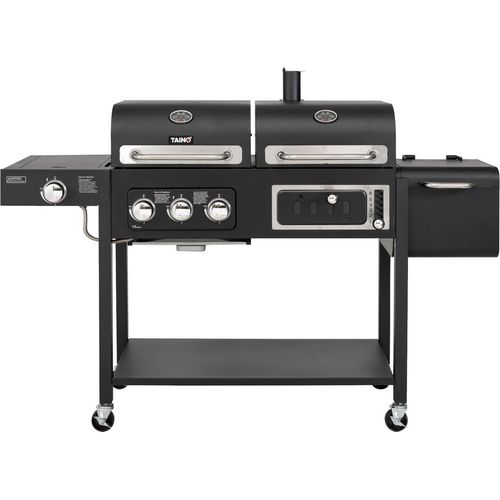TAINO Hero Duo Gasgrill Holzkohlegrill Smoker Grillwagen BBQ Grill schwarz