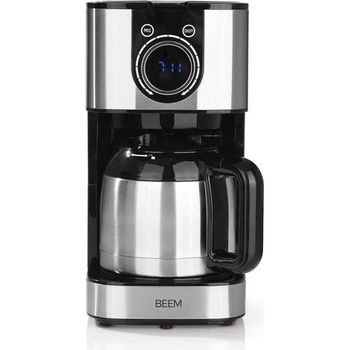 BEEM FRESH-AROMA-SWITCH Filterkaffeemaschine Thermo Edelstahl 1 Thermoskanne Stylisches Bedienrad 24H Timer Für 4-8 Tassen Permanentfilter