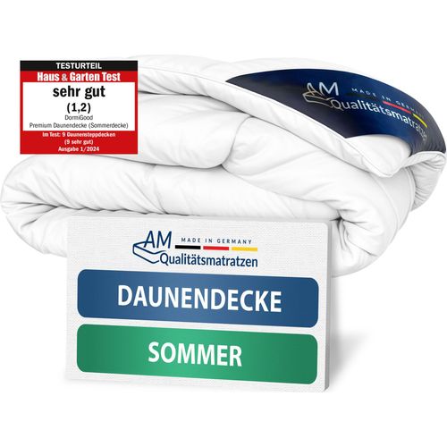 DormiGood | Premium Daunendecke | 140x220 cm | Sommerdecke | 100% Daunen (230g) | Bettdecke | 140x220 | Sommerbett | Sommer | Leicht | Dünn | Nomite | Downpass