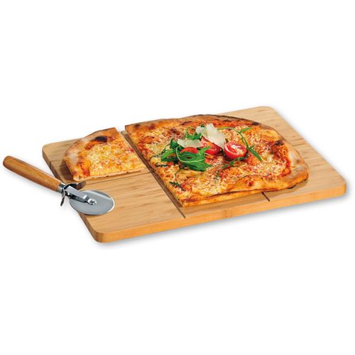 Schneidebrett KESPER, beige (natur), B:30cm H:40cm L:1,5cm, Bambus, Edelstahl, Schneidebretter, aus FSC-zertifiziertem Bambus, inkl. Pizzaschneider