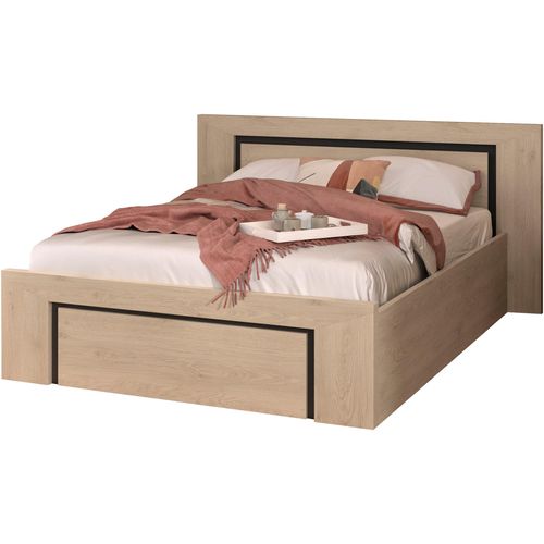 Stauraumbett GAMI, schwarz (kastanie natur nachbildung, schwarz, kastanie natur nachbildung, schwarz, kastanie natur nachbildung, schwarz), B:177cm H:88cm L:212cm, Betten, Stauraumbett