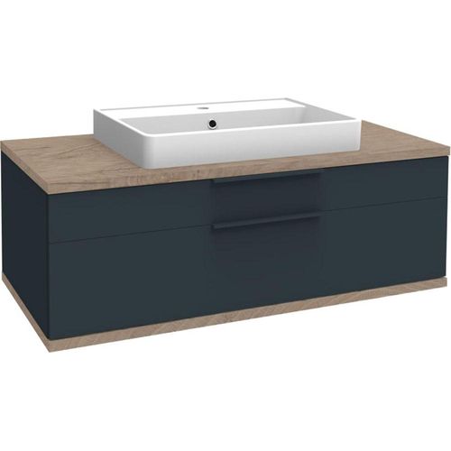 Waschtisch FACKELMANN, korpus und front anthrazit matt, abdeckplatte und unterteil waschtischunterbau optik nature oak, anthrazit matt, abdeckplatte und unterteil waschtischunterbau optik nature oak, B:110,0cm H:51,4cm T:50,0cm, Waschtische