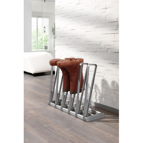 Schuhregal RUCO, silber (aluminiumfarben, silber), B:57cm H:45cm T:19cm, Aluminium, Regale, Aluminium/Kunststoff, für 3 Paar Stiefel