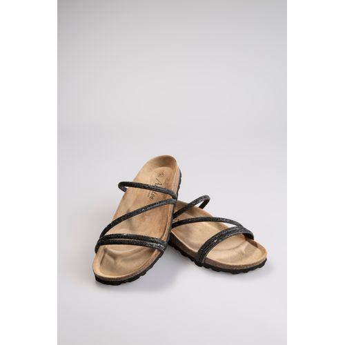 Pantolette ANISTON SHOES, Damen, Gr. 37, schwarz, Synthetik, modisch, Schuhe, Sommerschuh, Strandschuh, Glitzersteine - NEUE KOLLEKTION