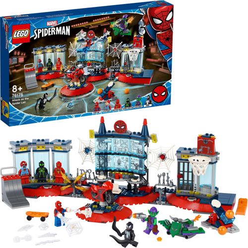 LEGO 76175 Marvel Angriff auf Spider-Mans Versteck Bauset mit Green Goblin und Venom Figuren, Superhelden Spielzeug