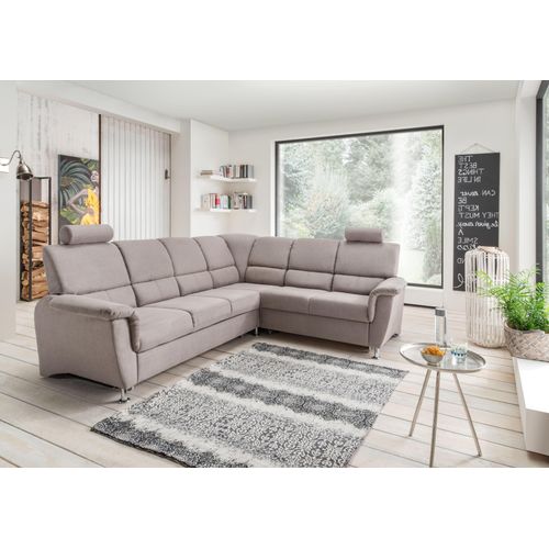 Ecksofa - Grau - Mikrofaser - mit Schlaffunktion und Bettkasten