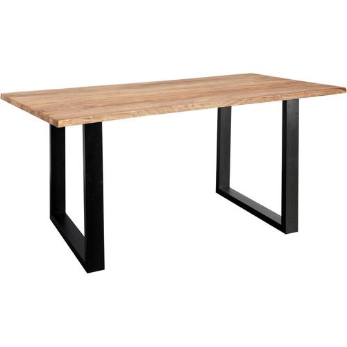 Refurbished Möbelretoure Baumkantentisch 180x90cm Naturbelassen Schwarz MAREK
