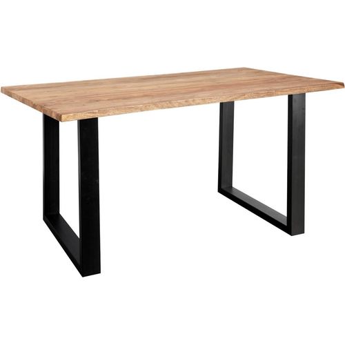 Refurbished Möbelretoure Baumkantentisch 140x80cm Naturbelassen Schwarz MAREK