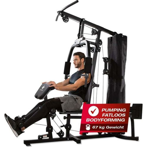 FitEngine Kraftstation Trainingsbank Heimtrainer multifunktion Fitnessstation Gym Hantelbank Fitnesscenter Metall Gewichte Homegym Klimmzugstange dips