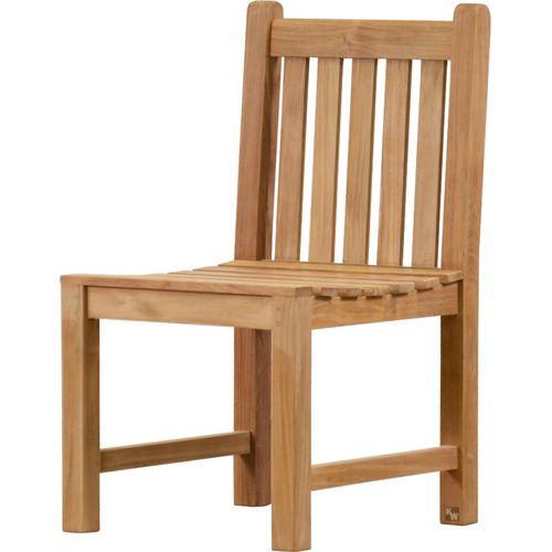 Gartensessel Teak Sessel Andorra ohne Armlehnen als wetterfester Gartenstuhl nachhaltiger und unbehandelter Teakholzsessel