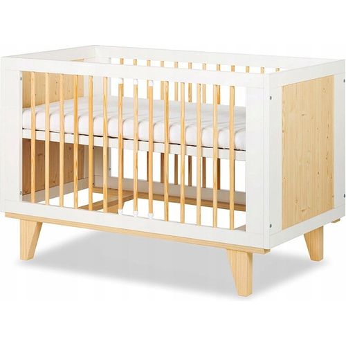 Babybett Gitterbett Kinderbett höhenverstellbar mit Matratze mit Schlupfsprossen LYDIAN 120x60 KMbaby