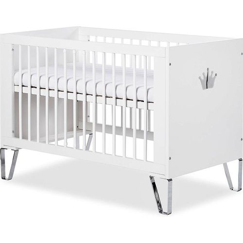 Babybett Gitterbett Kinderbett höhenverstellbar mit Matratze mit Schlupfsprossen weiß BLANCHE 120x60 KMbaby