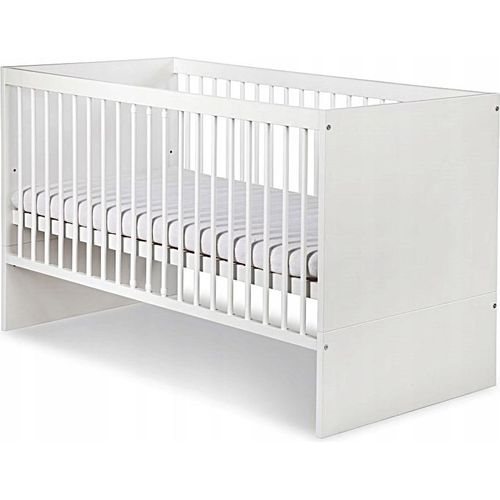 Babybett Gitterbett Kinderbett höhenverstellbar mit Matratze mit Schlupfsprossen weiß DALI 120x60 KMbaby