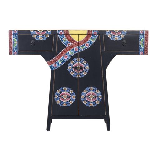 Fine Asianliving Chinesischer Kimono Schrank Handbemalt Schwarz B120xT35xH87cm Chinesischer Schrank Chinesischer Hochzeitsschrank Orientalische Möbel Asiatische