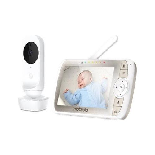 Motorola Nursery VM35 - Video-Babyphone - Weiß - 5-Zoll-Elterneinheit - Infrarot - Digitaler Zoom - Talk-Back-Funktion, 1 Stück (1er Pack)