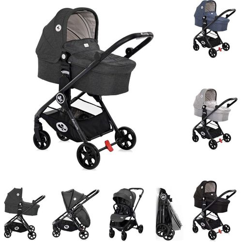 Lorelli Kombikinderwagen 2 in 1 Patrizia, Babywanne, Sportsitz, Sitz umkehrbar dunkelgrau