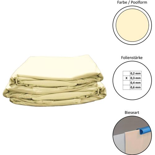 Pool Ersatzfolie rund - Dicke 0,3mm - Tiefe 120 cm - Farbe sandfarben - overlap Poolfolie Ersatzfolie Rundbecken 350x120cm - Dicke 0,3mm - overlap - sandfarben