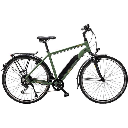28 Zoll Elektro Fahrrad CLIMBER Pedelec Shimano Deore 8 Gang Schwalbe 417Wh oliv