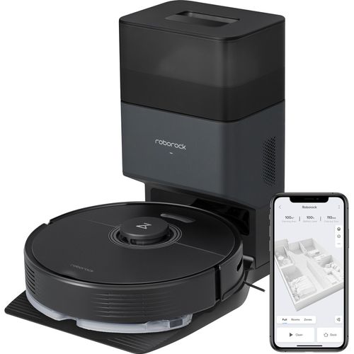 roborock Q7 Max+ Saugroboter mit Absaugstation, 4200Pa Saugkraft, Staubsauger Wischroboter PreciSense-LiDAR-Navigation, Teppiche, Tierhaare (Schwarz)