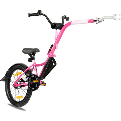 Prometheus Fahrradanhänger Kinder Trailerbike Fahrrad Tandemanhänger Nachläufer 18 Zoll ab 5-10 Jahre Rosa Lila