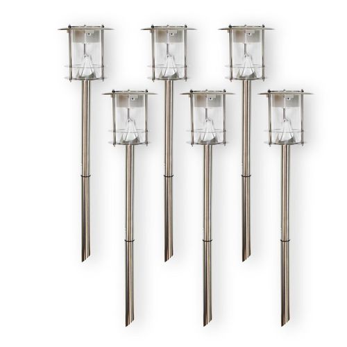 6 Stück Edelstahl Solar Gartenleuchte mit 6 LED Solarlampe Gartenbeleuchtung Sparset